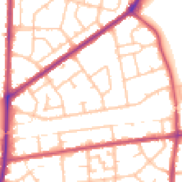 Daytime road noise heatmap for RM9 4BD