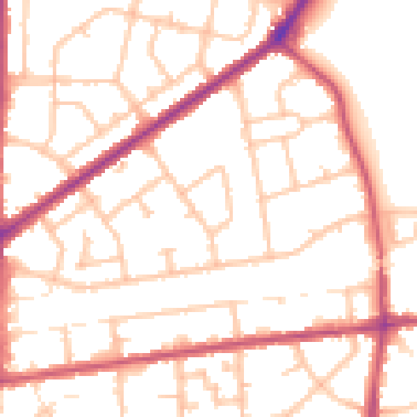 Daytime road noise heatmap for RM9 4BE
