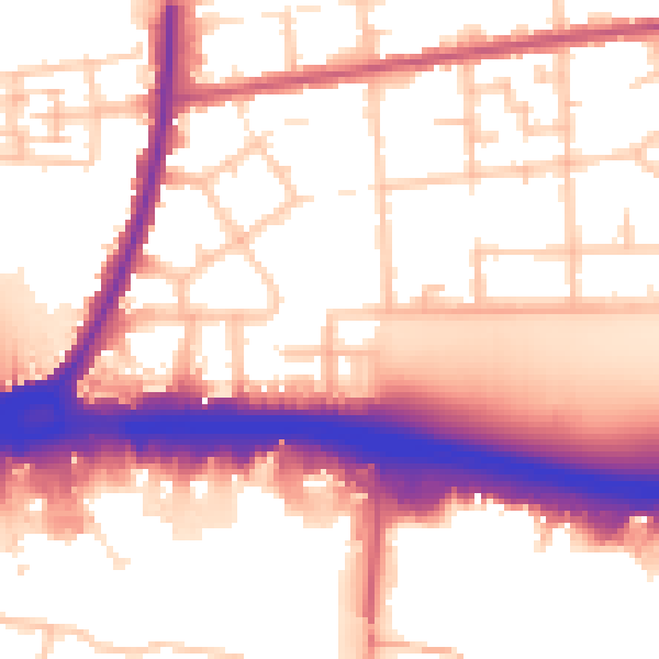 Daytime road noise heatmap for RM9 4BF