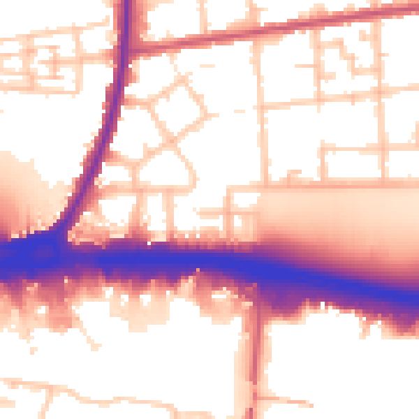 Daytime road noise heatmap for RM9 4BG
