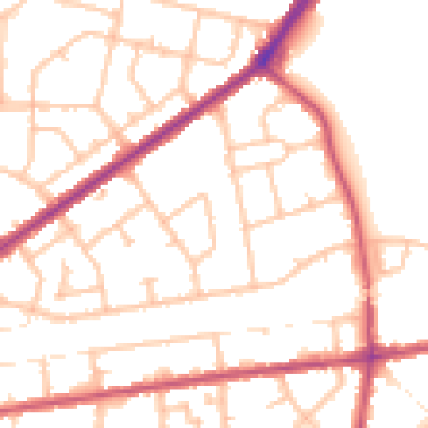 Daytime road noise heatmap for RM9 4BJ