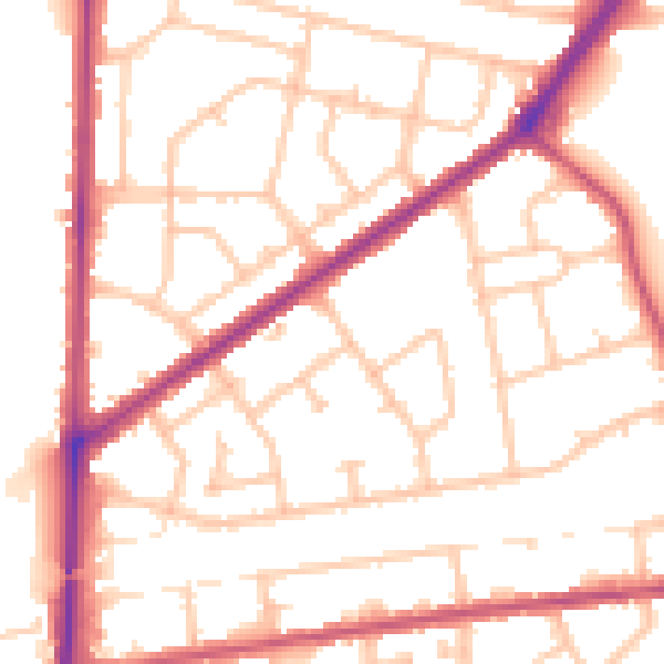 Daytime road noise heatmap for RM9 4BL