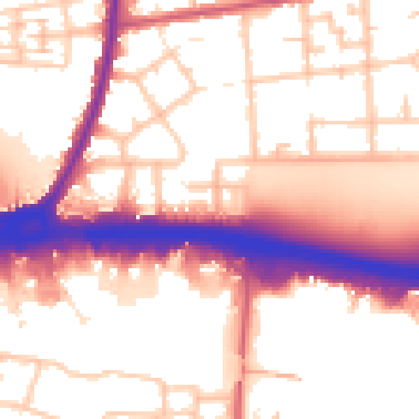 Daytime road noise heatmap for RM9 4BQ