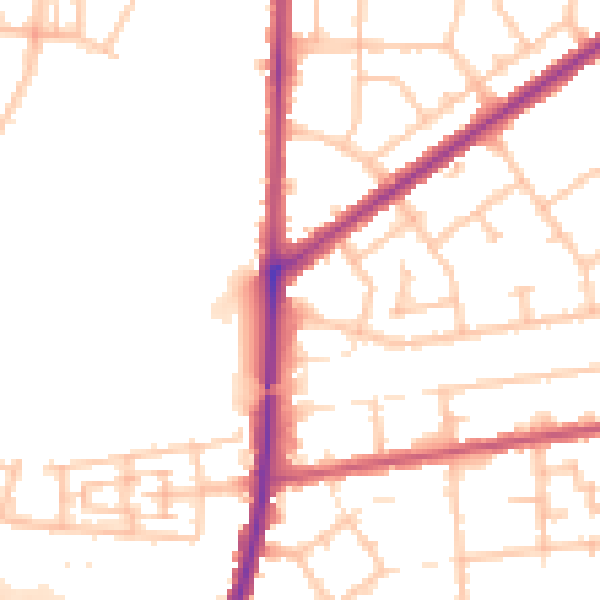 Daytime road noise heatmap for RM9 4BS