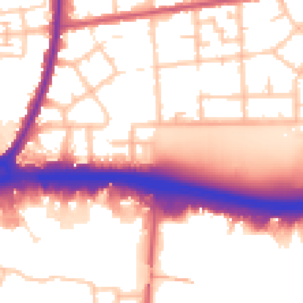 Daytime road noise heatmap for RM9 4BU
