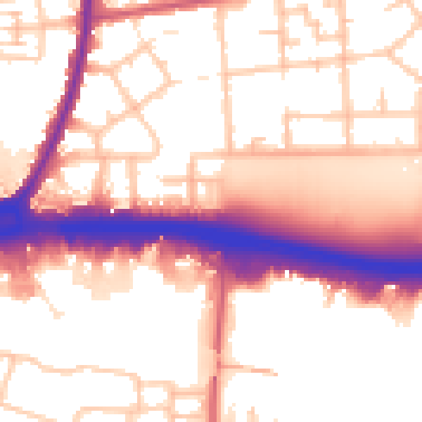 Daytime road noise heatmap for RM9 4BW