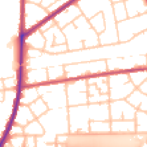 Daytime road noise heatmap for RM9 4DD