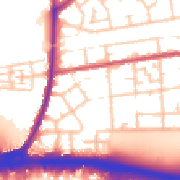 Daytime road noise heatmap for RM9 4DT