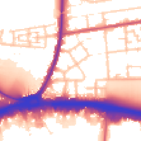 Daytime road noise heatmap for RM9 4EH