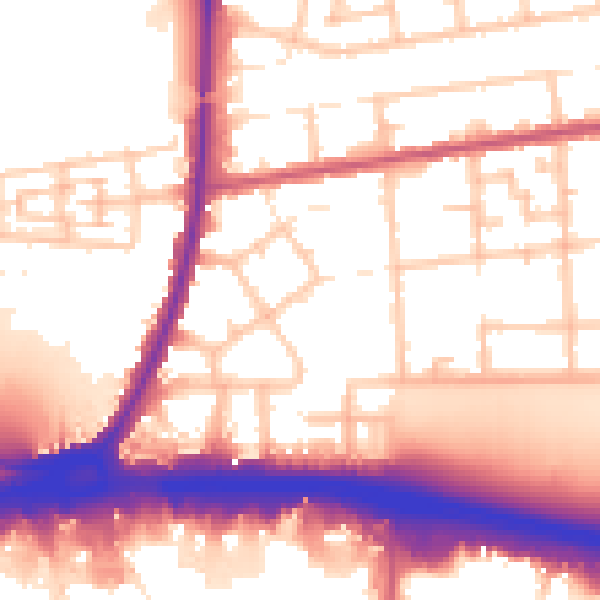 Daytime road noise heatmap for RM9 4EJ
