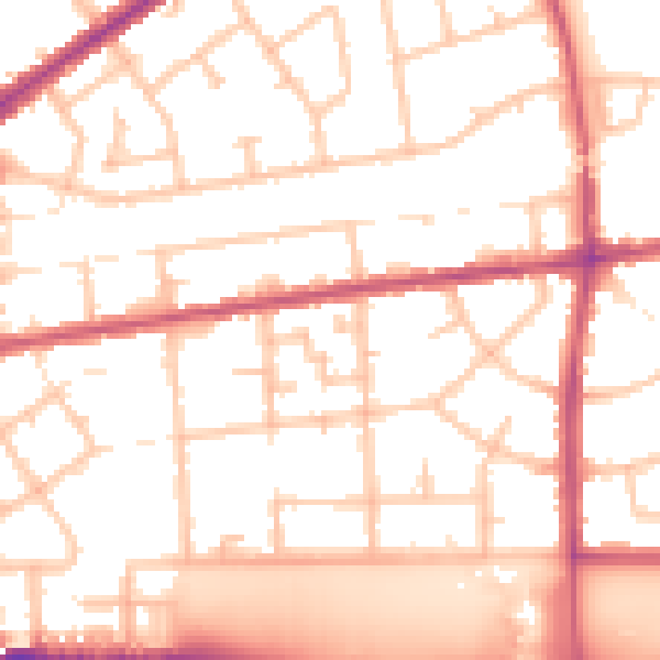 Daytime road noise heatmap for RM9 4HN
