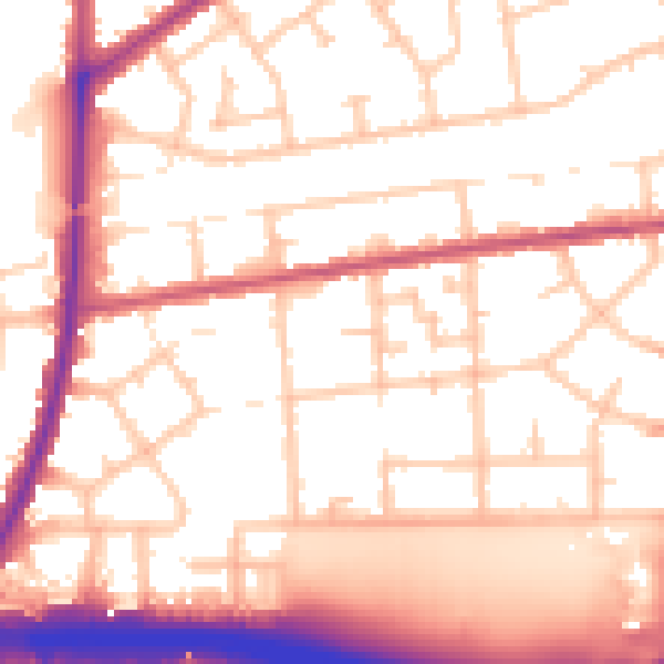 Daytime road noise heatmap for RM9 4HT