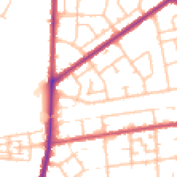 Daytime road noise heatmap for RM9 4PT