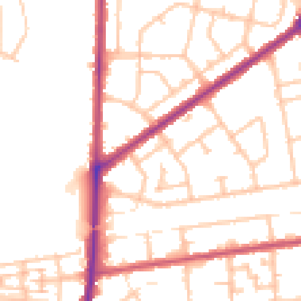 Daytime road noise heatmap for RM9 4PU