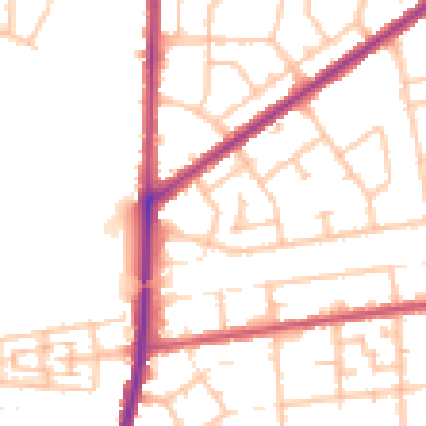 Daytime road noise heatmap for RM9 4PX