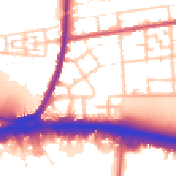 Daytime road noise heatmap for RM9 4RB