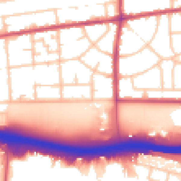 Daytime road noise heatmap for RM9 4RT