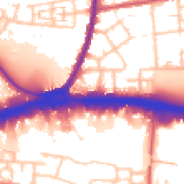 Daytime road noise heatmap for RM9 4XW