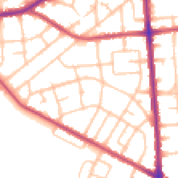 Daytime road noise heatmap for RM9 5BL