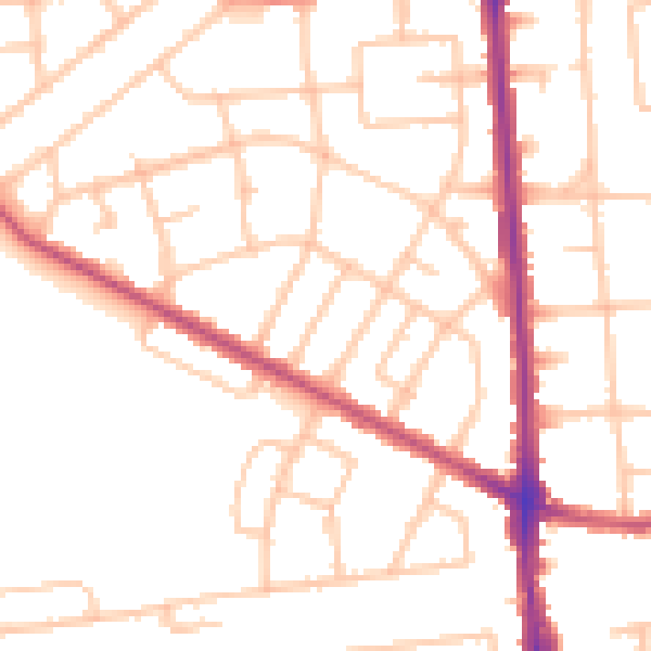 Daytime road noise heatmap for RM9 5DT