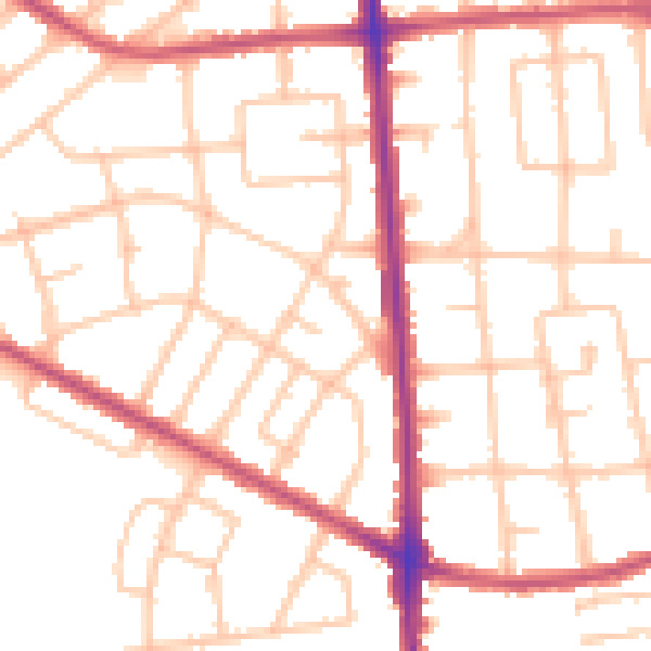 Daytime road noise heatmap for RM9 5EA