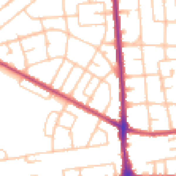 Daytime road noise heatmap for RM9 5EH