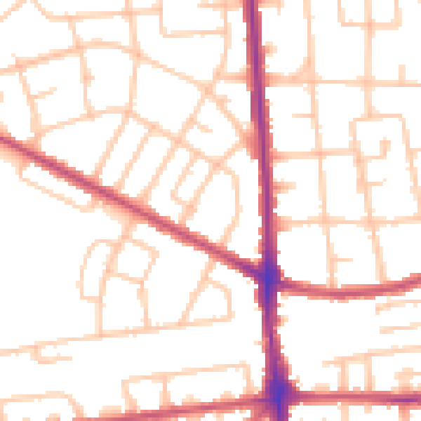 Daytime road noise heatmap for RM9 5EJ