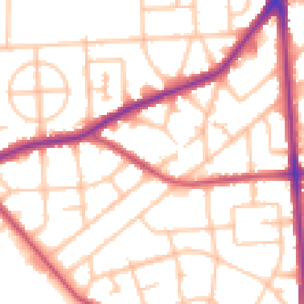 Daytime road noise heatmap for RM9 5HJ