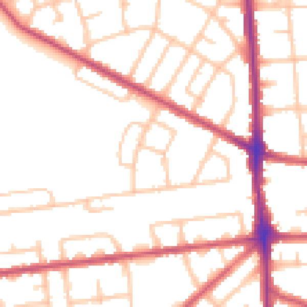 Daytime road noise heatmap for RM9 5PJ