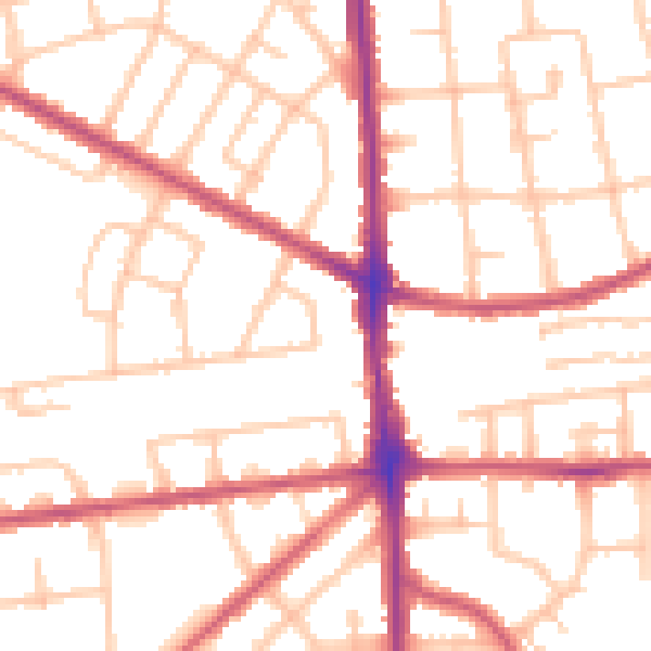 Daytime road noise heatmap for RM9 5RL