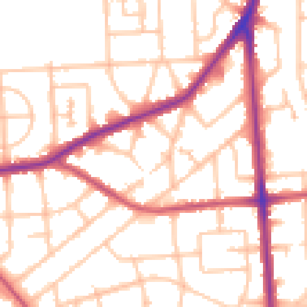 Daytime road noise heatmap for RM9 5TX