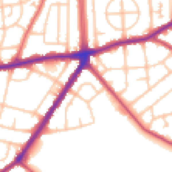 Daytime road noise heatmap for RM9 5XT