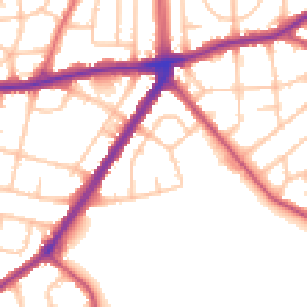 Daytime road noise heatmap for RM9 5XX
