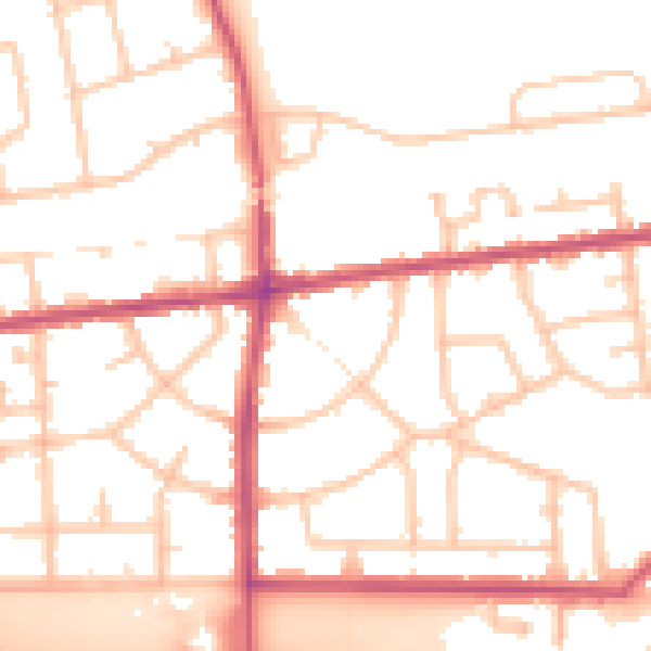 Daytime road noise heatmap for RM9 6AA
