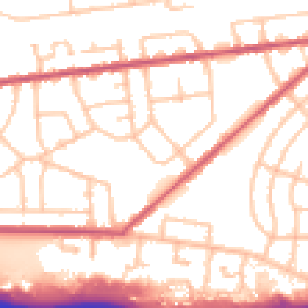 Daytime road noise heatmap for RM9 6EL