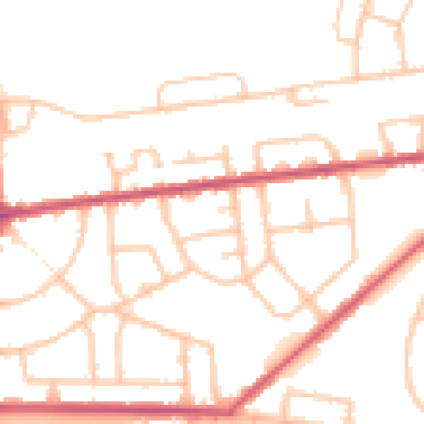 Daytime road noise heatmap for RM9 6ET