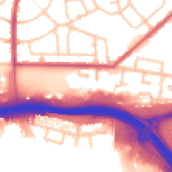 Daytime road noise heatmap for RM9 6FG