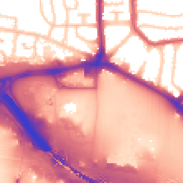 Daytime road noise heatmap for RM9 6FP