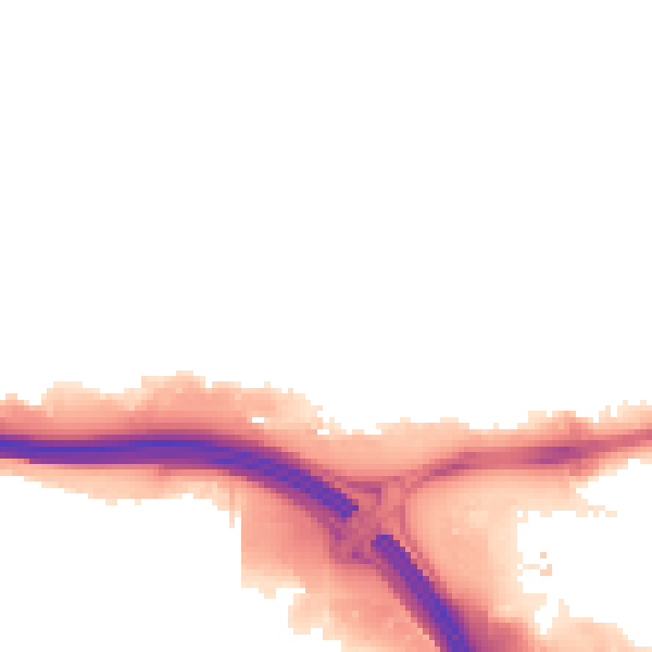 Night-time road noise heatmap for RM9 6FU