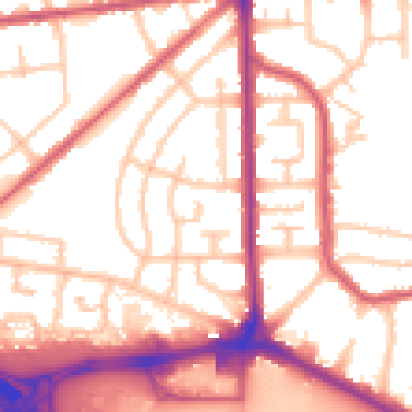Daytime road noise heatmap for RM9 6GE