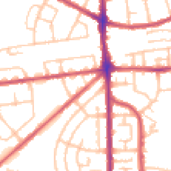 Daytime road noise heatmap for RM9 6LD