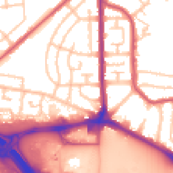 Daytime road noise heatmap for RM9 6NR
