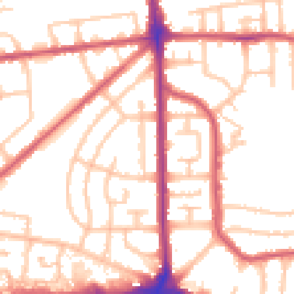 Daytime road noise heatmap for RM9 6PB