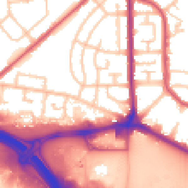 Daytime road noise heatmap for RM9 6UL