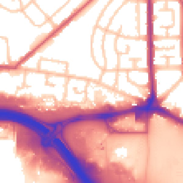 Daytime road noise heatmap for RM9 6XZ