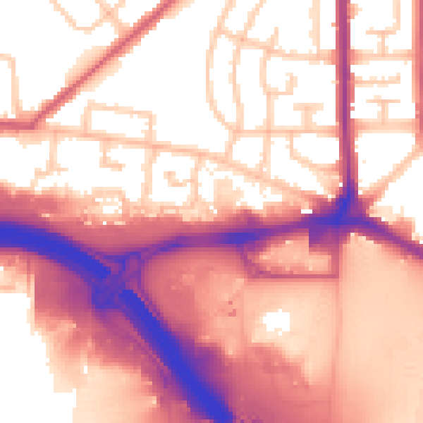 Daytime road noise heatmap for RM9 6YD