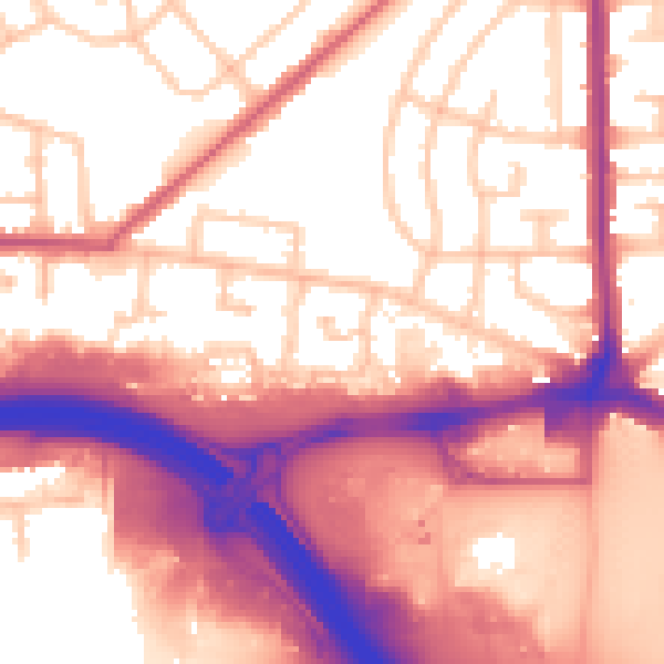 Daytime road noise heatmap for RM9 6YE