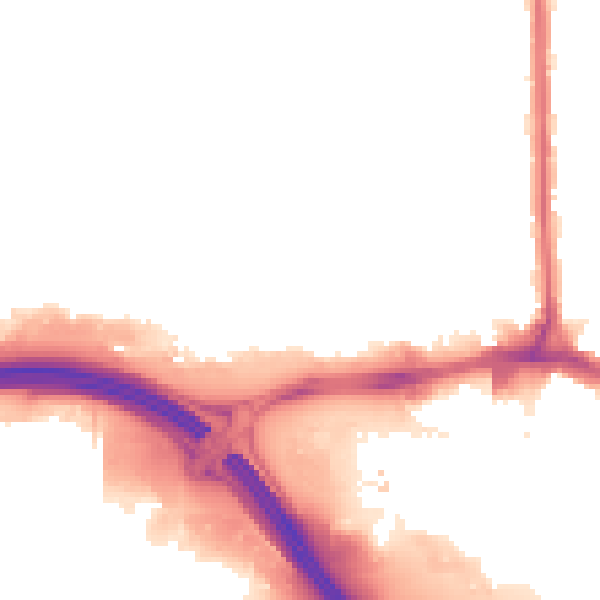 Night-time road noise heatmap for RM9 6YE