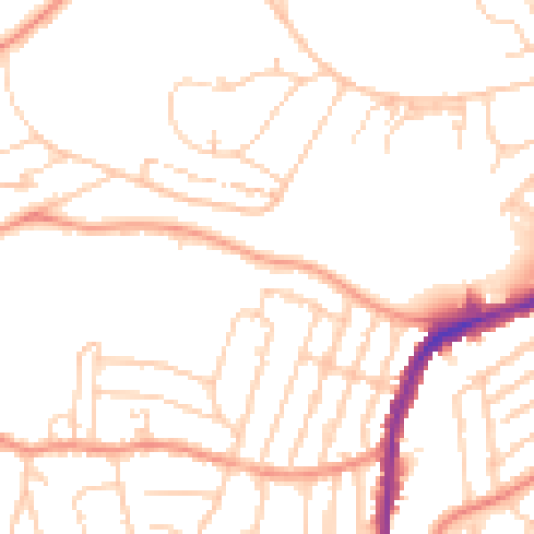 Daytime road noise heatmap for S11 7AB