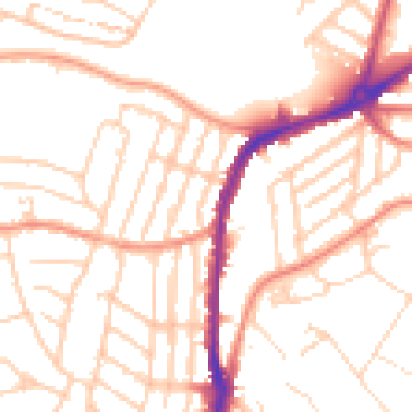 Daytime road noise heatmap for S11 7AG